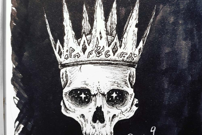 skull with crown drawing
