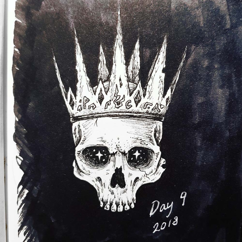 skull with crown drawing