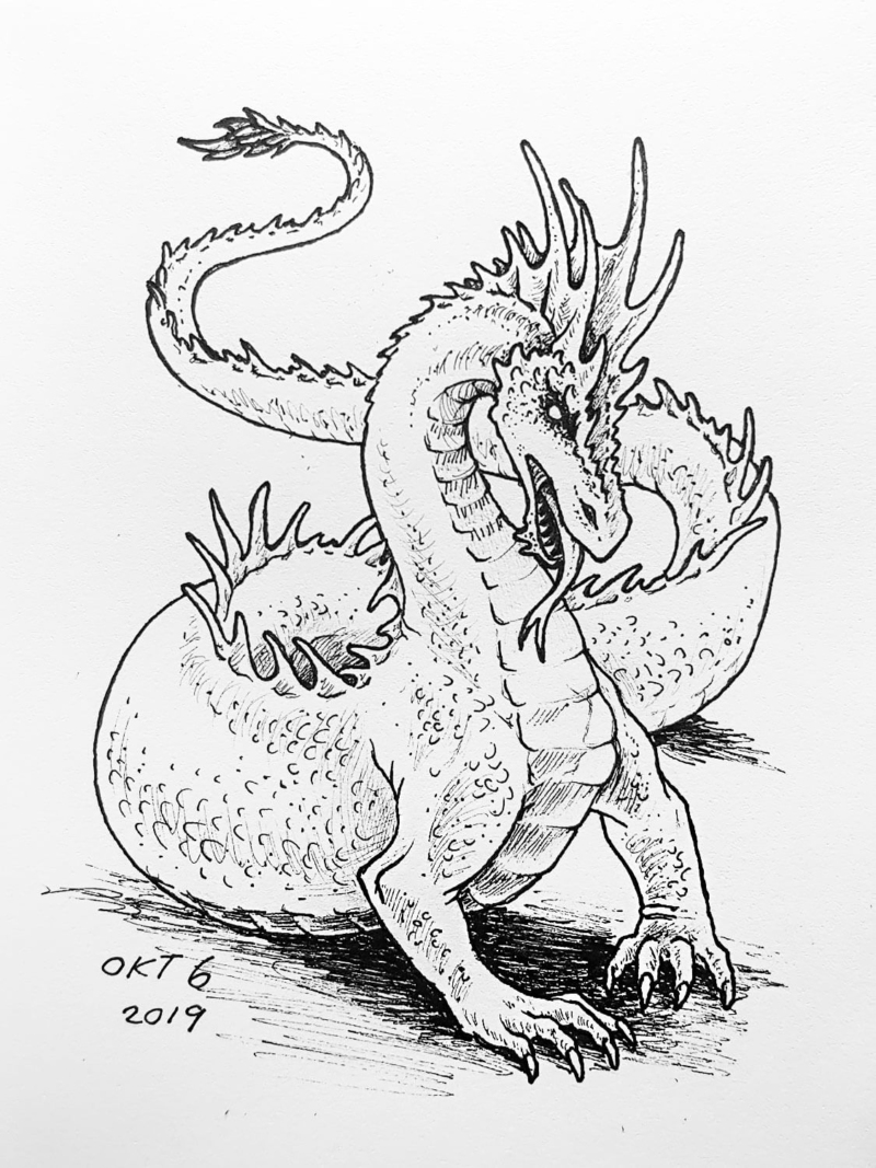 drawing of a wyvern like dragon
