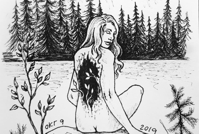 drawing of a forest nymph