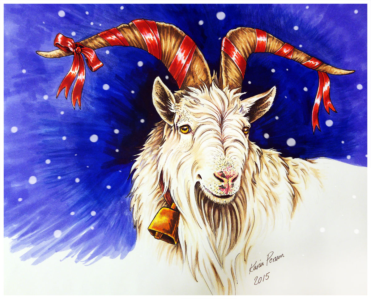 Imaginary Karin - yule goat drawing